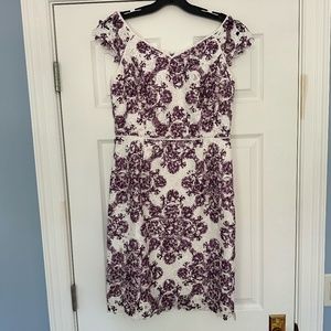 White House- Dark Purple and White Dress- Size 6